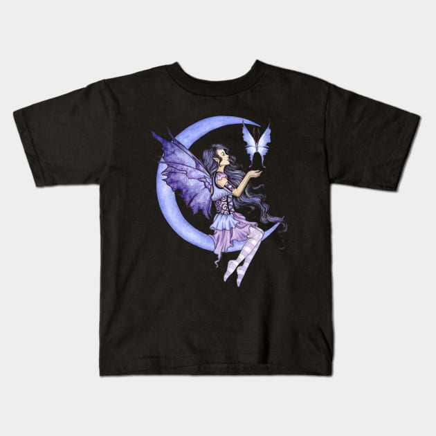 Moon Moth Kids T-Shirt by AmyBrownArt